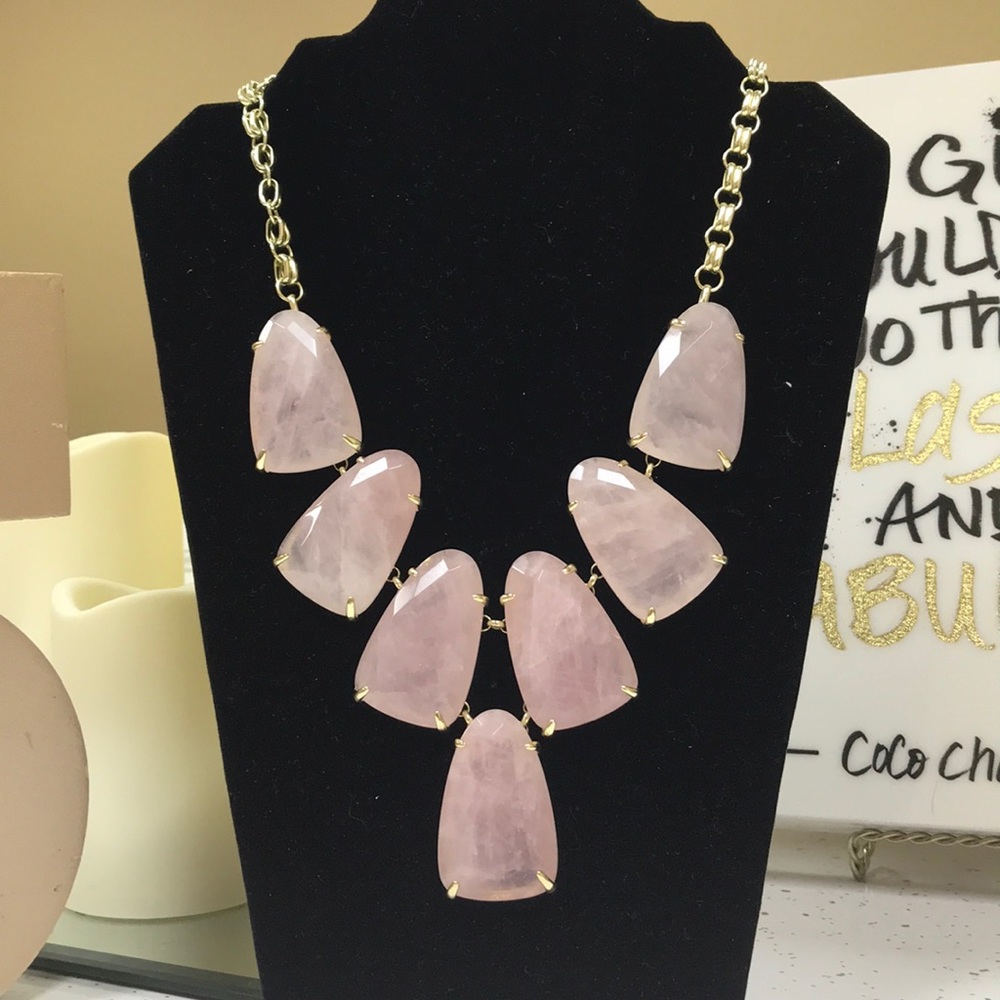 Harlow Statement Necklace Rose Quartz